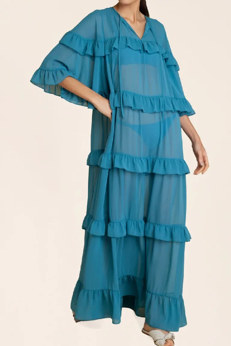 Solid Long Dress With Ruffles