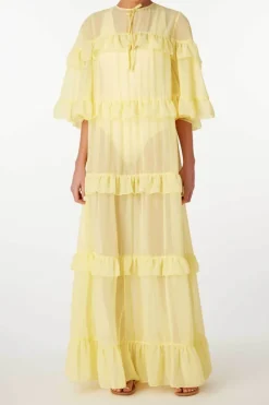 Solid Long Dress With Ruffles