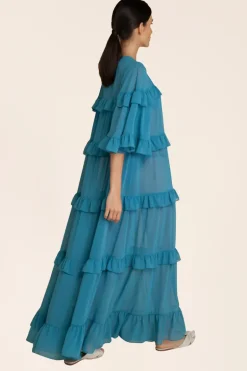 Solid Long Dress With Ruffles