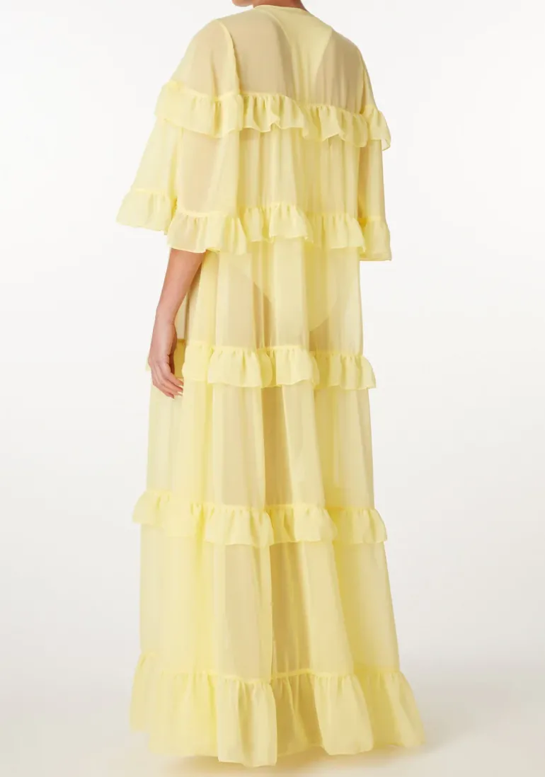 Solid Long Dress With Ruffles