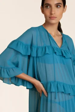 Solid Long Dress With Ruffles