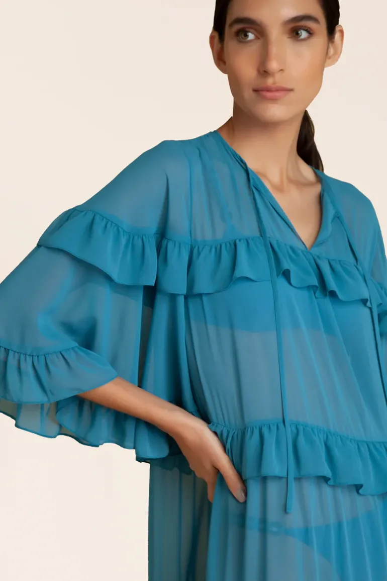 Solid Long Dress With Ruffles