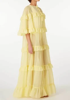 Solid Long Dress With Ruffles