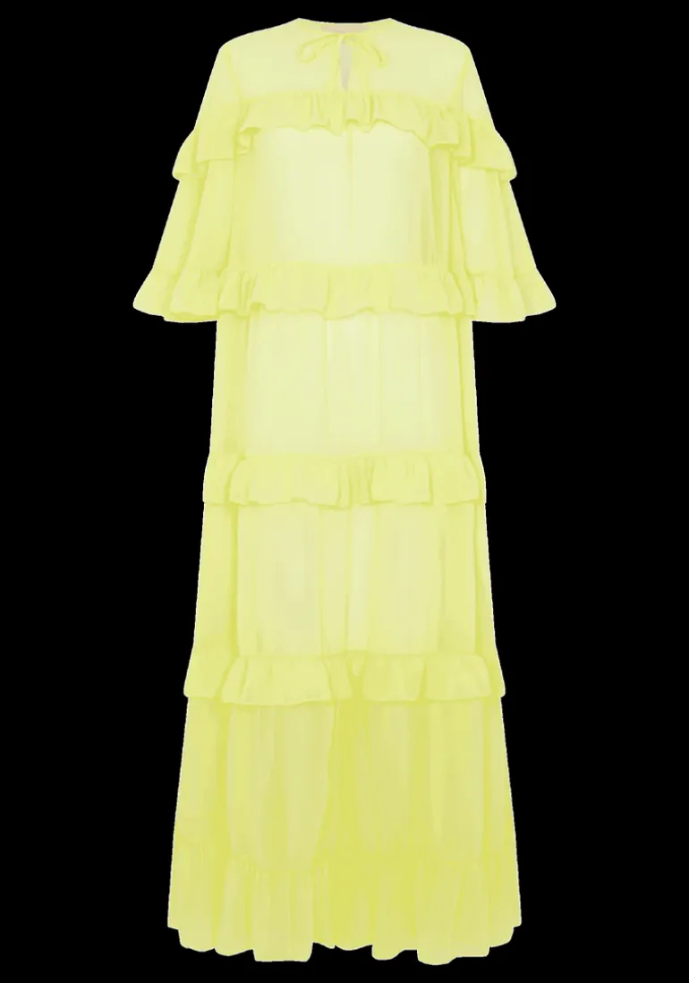 Solid Long Dress With Ruffles