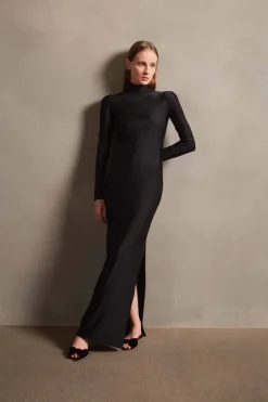 Solid Open-Back Long Dress