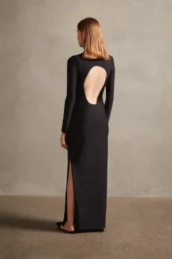 Solid Open-Back Long Dress