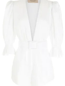 Solid Playsuit With Belt