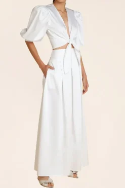 Solid Pleated Long Skirt