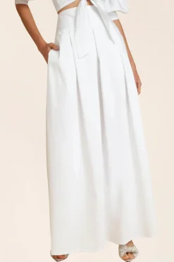 Solid Pleated Long Skirt