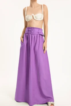 Solid Ruffled Long Skirt