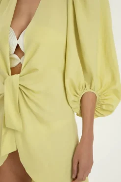 Solid Shirt With Voluminous Sleeves And Knot