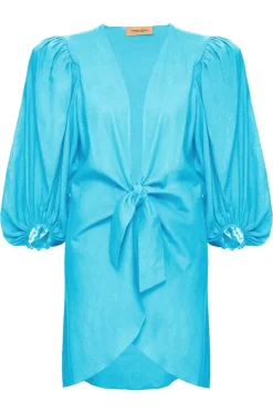 Solid Shirt With Voluminous Sleeves And Knot