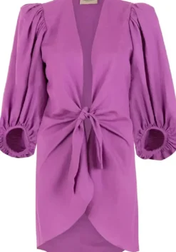 Solid Shirt With Voluminous Sleeves And Knot