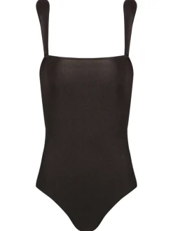 Solid Shoulder-Pad Swimsuit