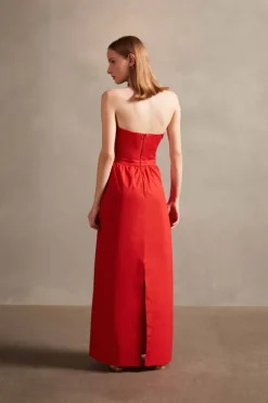 Solid Strapless Double-Knot Long Dress