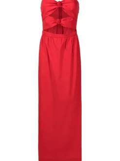 Solid Strapless Double-Knot Long Dress