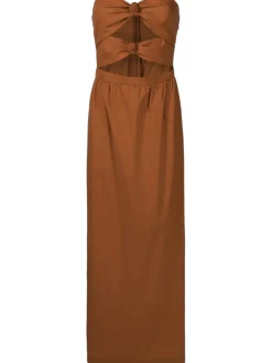 Solid Strapless Double-Knot Long Dress
