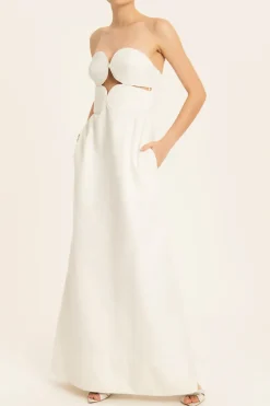 Solid Strapless Matelasse Long Dress