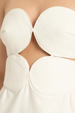 Solid Strapless Matelasse Short Dress