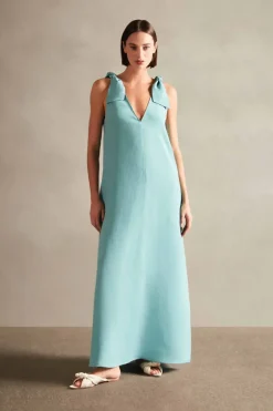 Solid Straps Long Dress