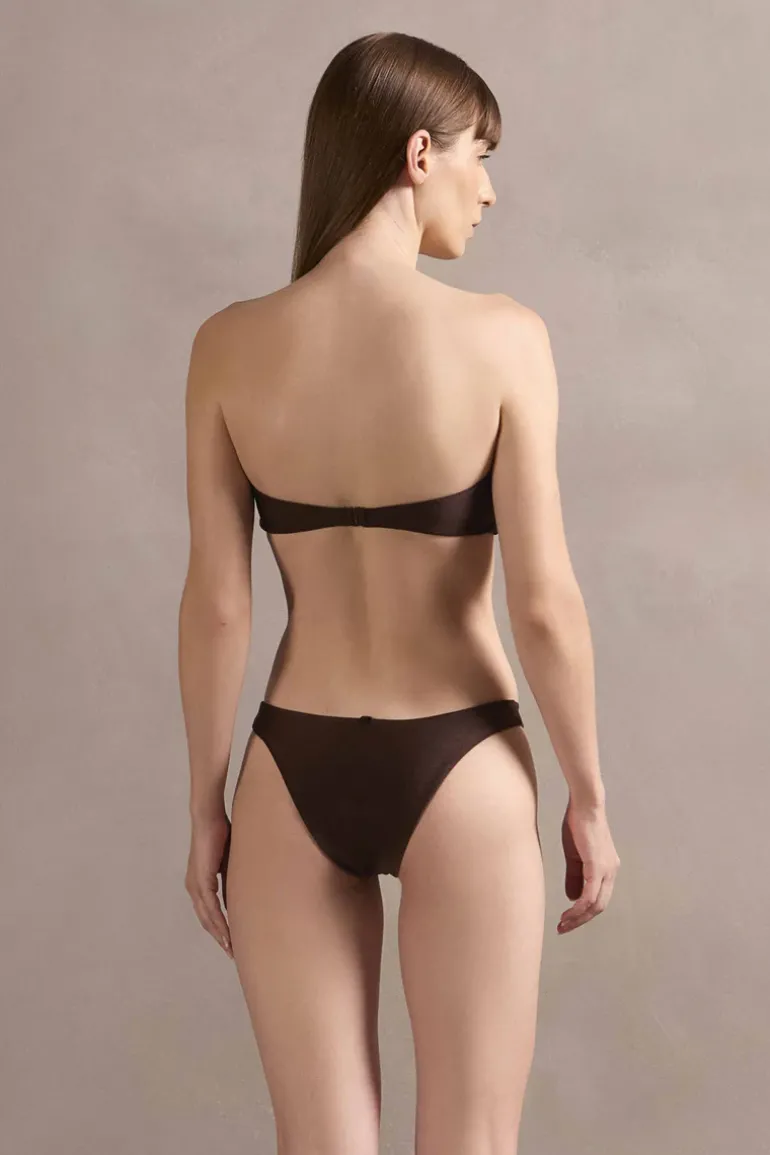 Solid Tulle Bandeau Bikini