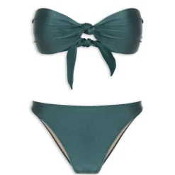 Spray Of Flower Solid High-Leg Strapless Bikini