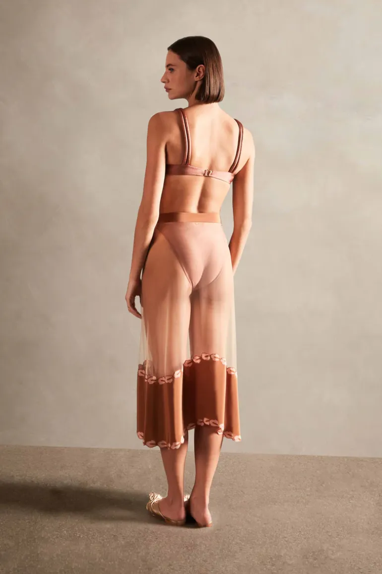 Spray Of Flower Tulle Midi Skirt