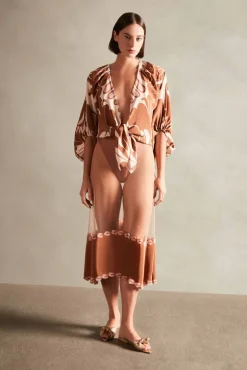 Spray Of Flower Tulle Midi Skirt