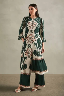 Spray Of Flower Wide-Leg Pants