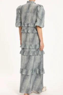 Stone Ruffled Long Dress