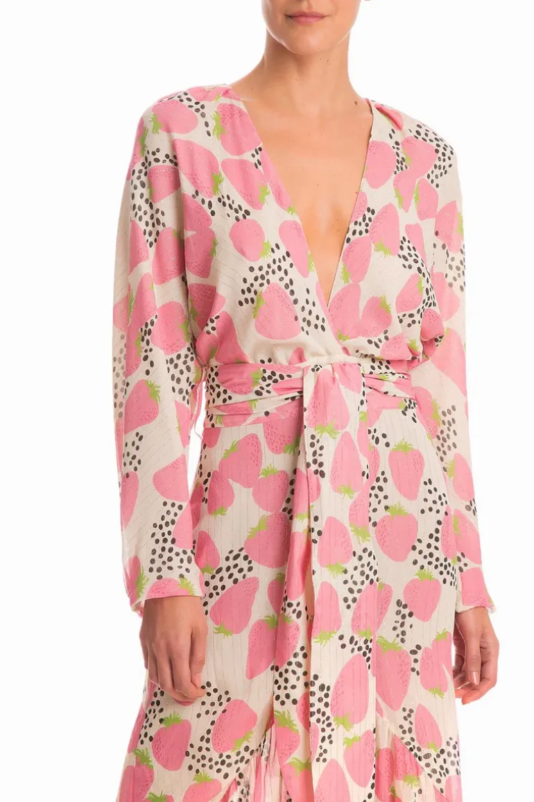 Strawberry Midi Dress With Sash