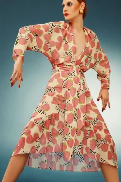 Strawberry Midi Dress With Sash