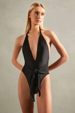 Timeless Halterneck Swimsuit With Knot