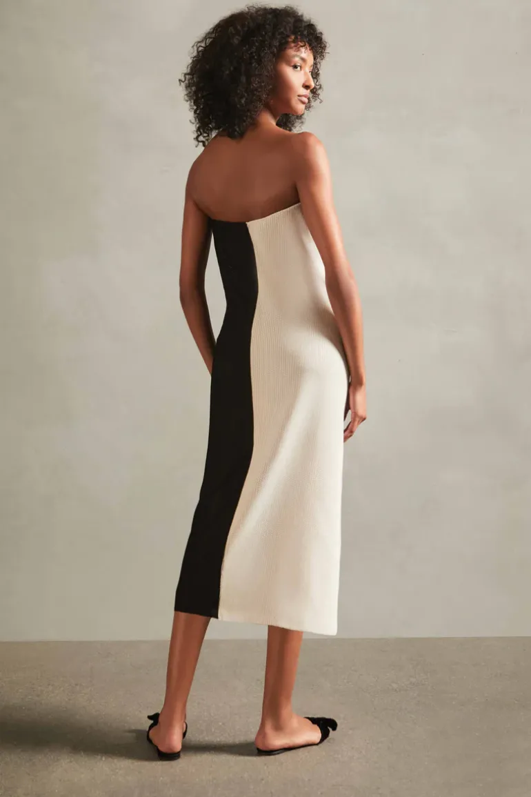 Tricot Black and Beige Knit Dress