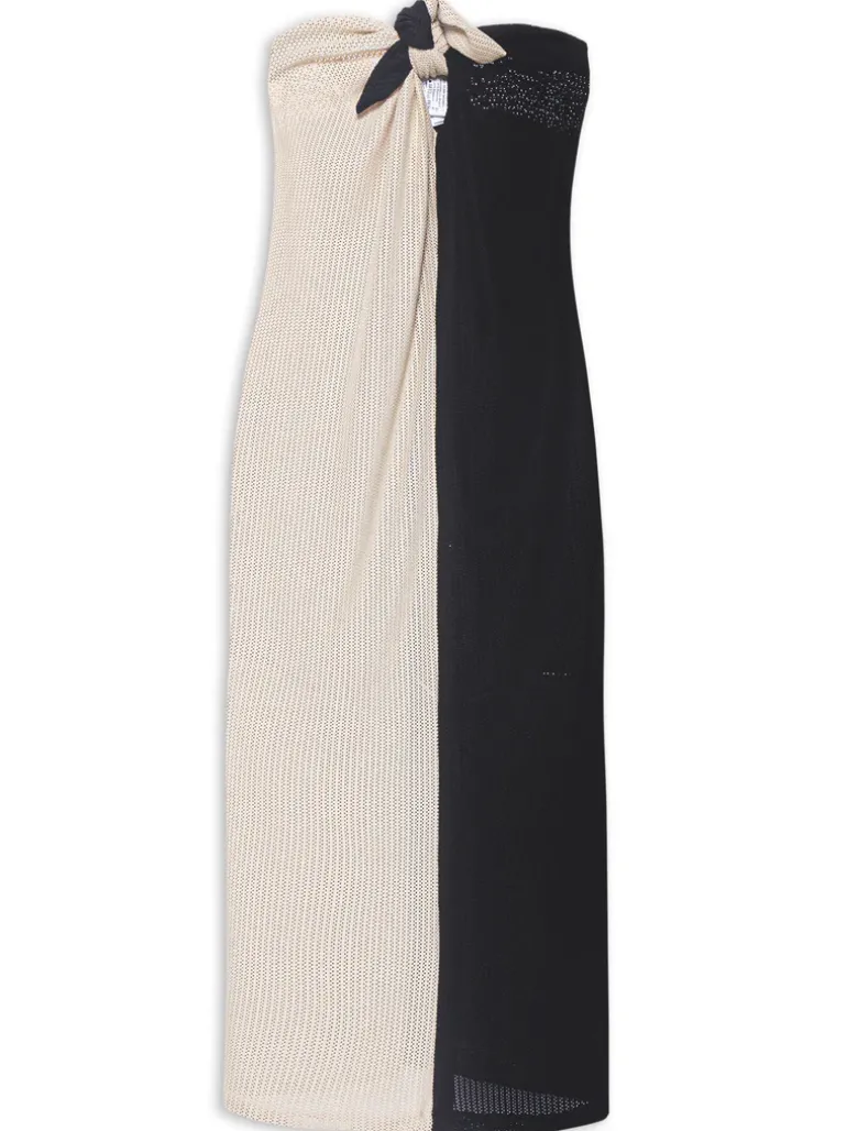 Tricot Black and Beige Knit Dress