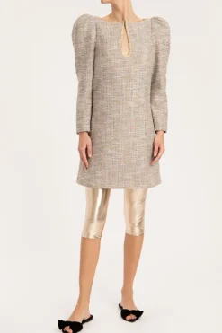 Tweed Long-Sleeved Short Dress