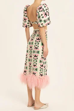 Twisted Flower Pareo Skirt With Feathers