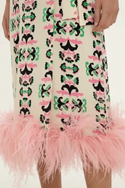 Twisted Flower Pareo Skirt With Feathers