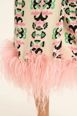 Twisted Flower Pareo Skirt With Feathers