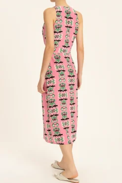 Twisted Flower V-Neck Midi Dress