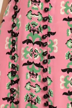 Twisted Flower V-Neck Midi Dress