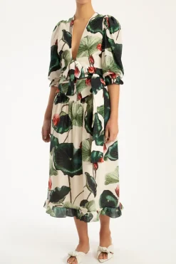 Victoria Regia Midi Skirt With Sash