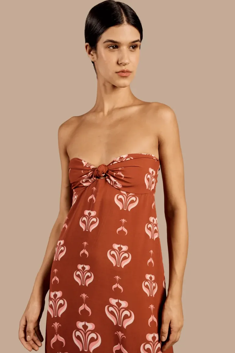 Vintage Lily Long Dress With Knot Detail