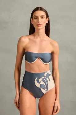 Vintage Lily Solid Appliqué High-Leg Bikini