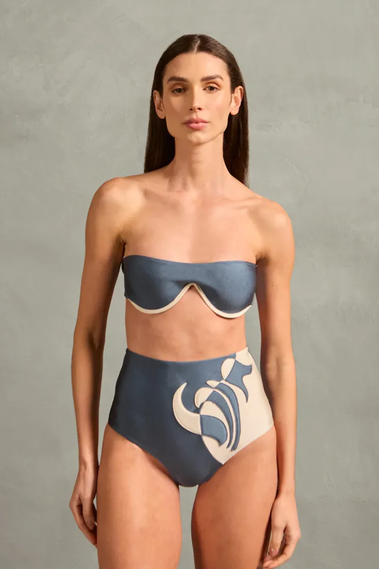 Vintage Lily Solid Appliqué High-Leg Bikini