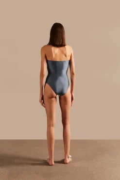 Vintage Lily Solid Appliqué Strapless Swimsuit