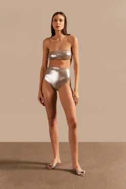 Vintage Lily Solid High-Waisted Bandeau Bikini