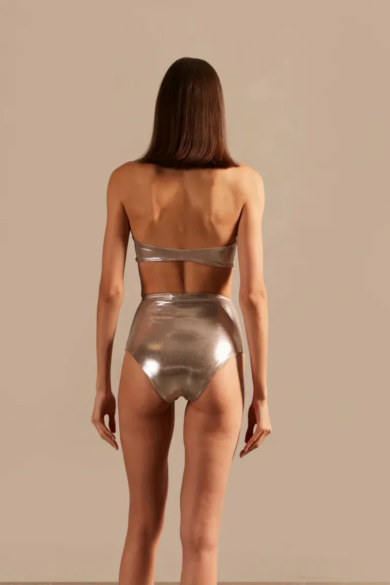 Vintage Lily Solid High-Waisted Bandeau Bikini