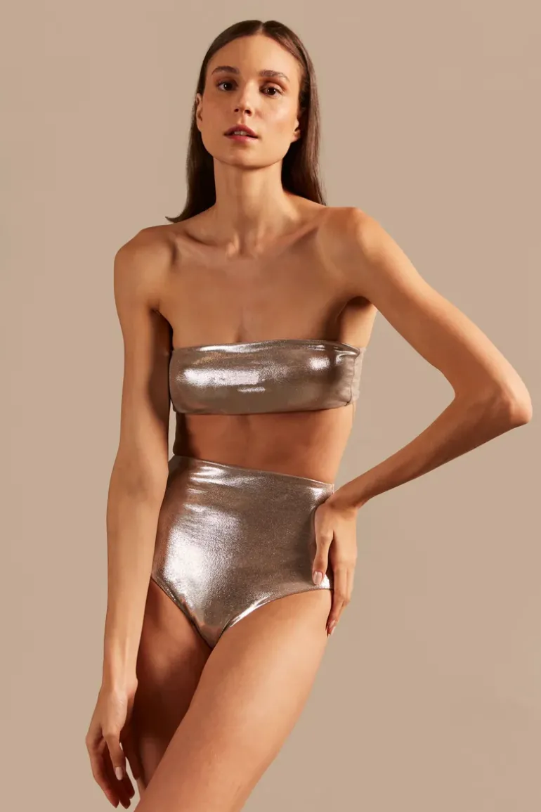 Vintage Lily Solid High-Waisted Bandeau Bikini