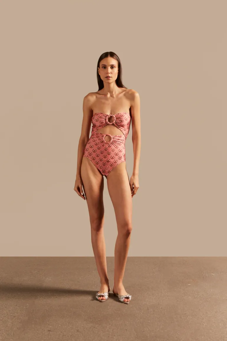 Vintage Lily Strapless Swimsuit With Hoops